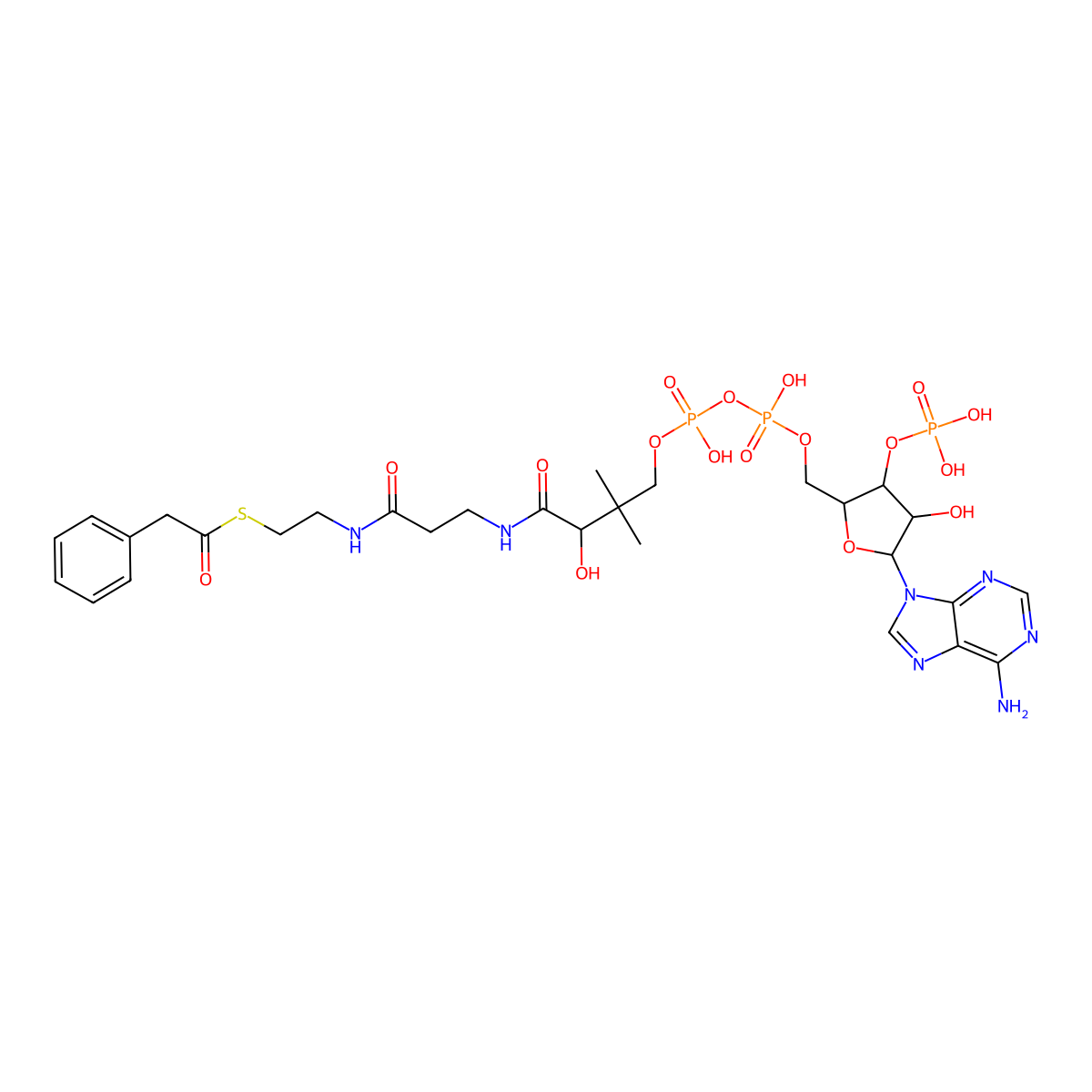 Phenylacetyl-coa molecular structure, CAS 7532-39-0