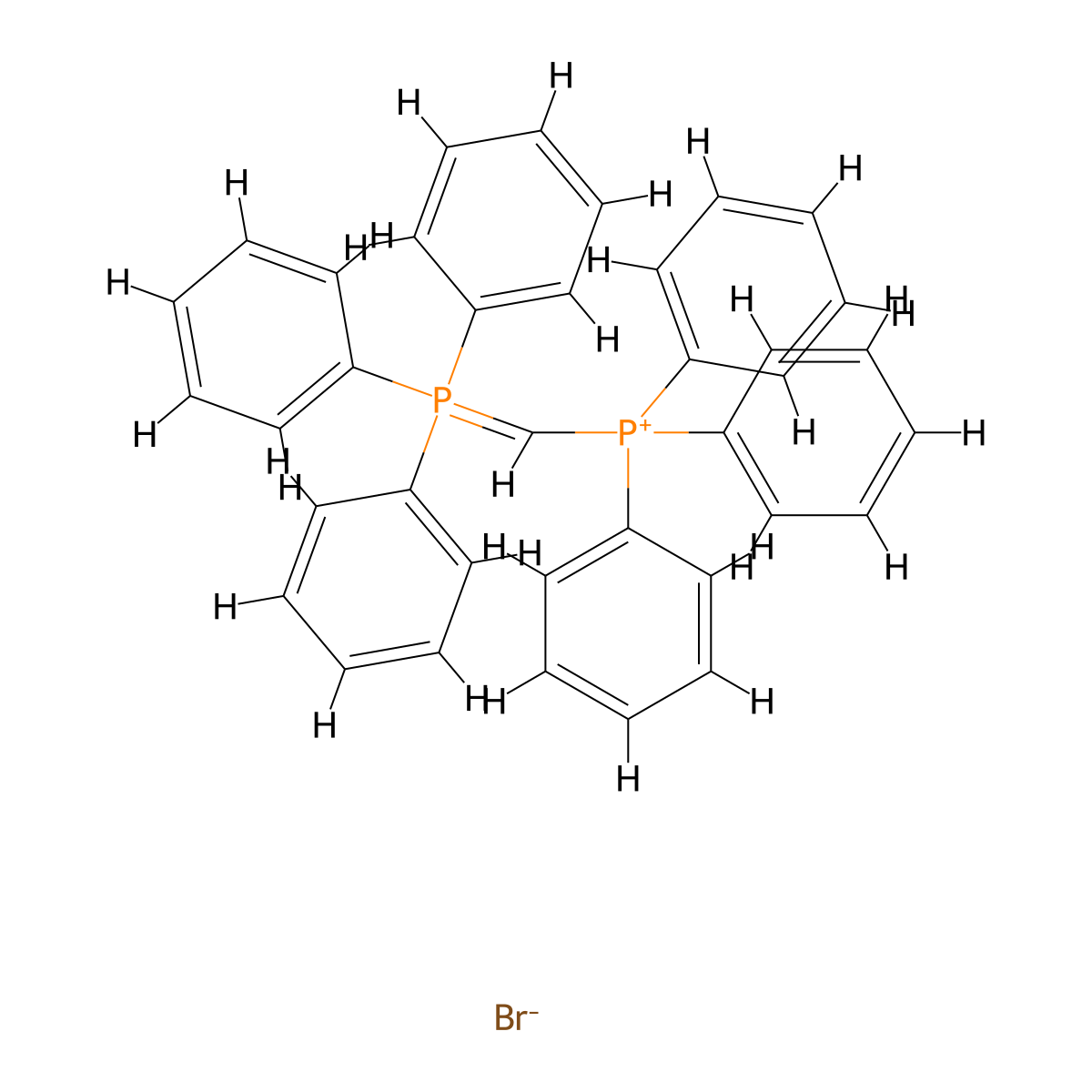 [(Triphenylphosphoranylidene)methyl]triphenylphosphonium bromide molecular structure, CAS 7533-73-5