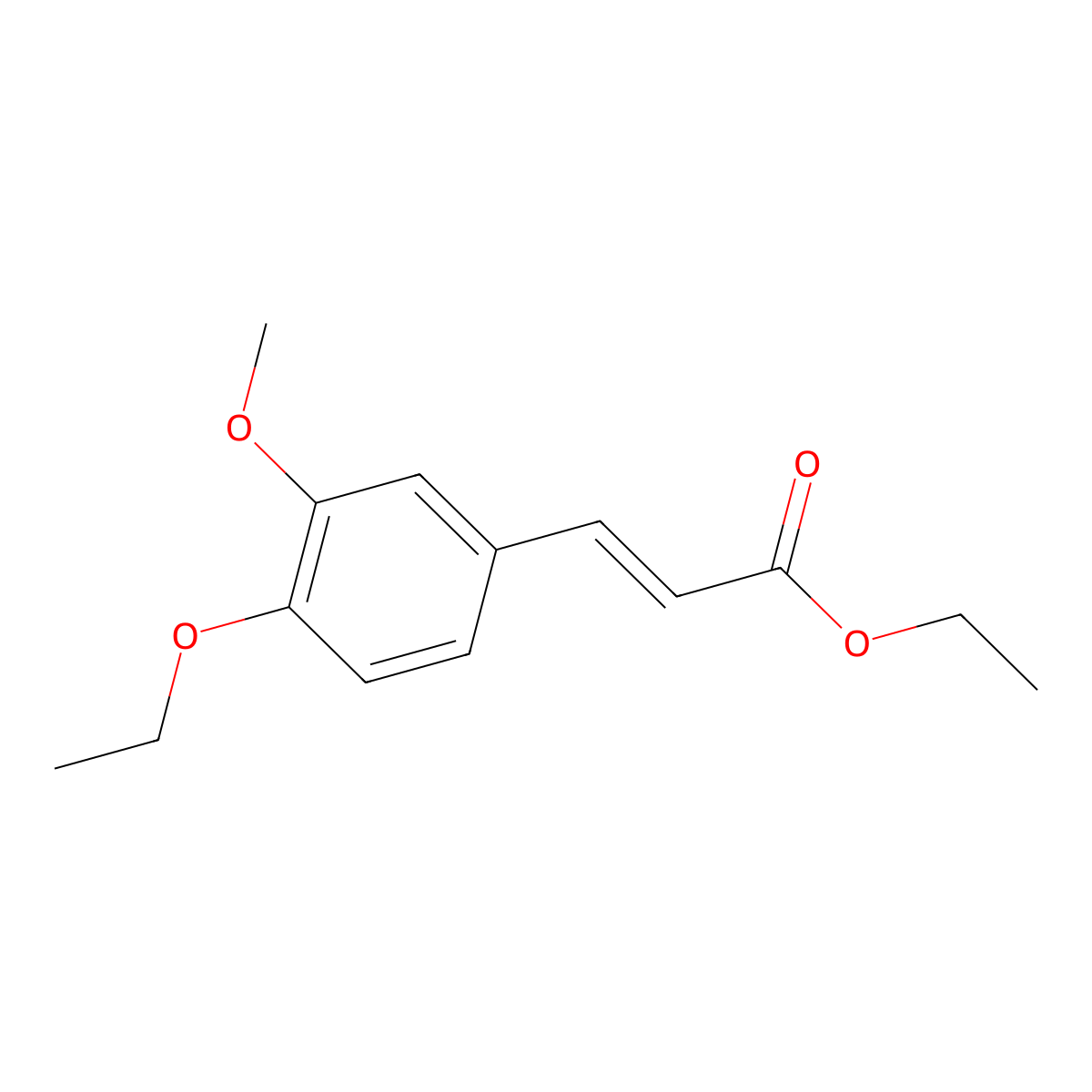 2-Propenoic acid, 3-(4-ethoxy-3-methoxyphenyl)-, ethyl ester, (E)- molecular structure, CAS 75332-48-8
