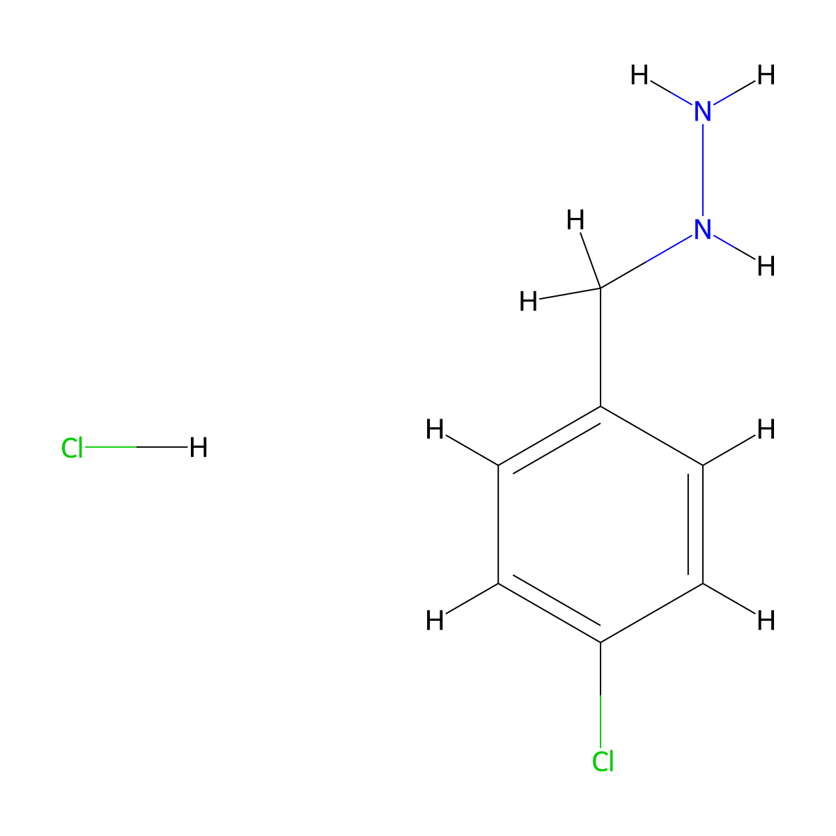 ((4-Chlorophenyl)methyl)hydrazine hydrochloride molecular structure, CAS 75333-04-9