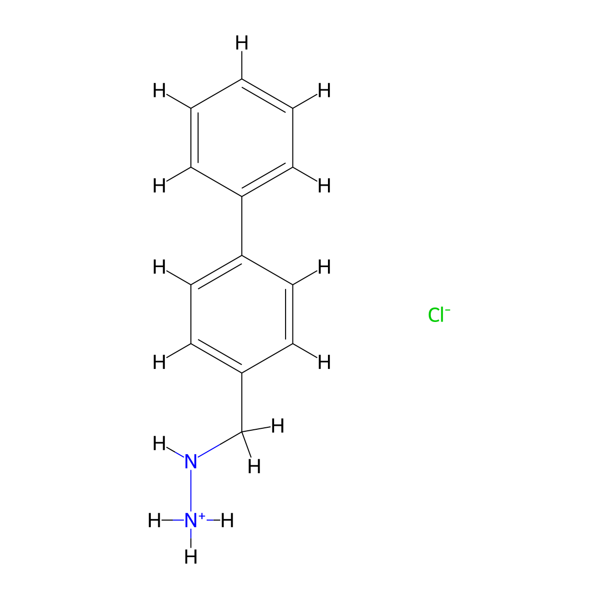 Hydrazine, (p-phenylbenzyl)-, hydrochloride molecular structure, CAS 75333-07-2