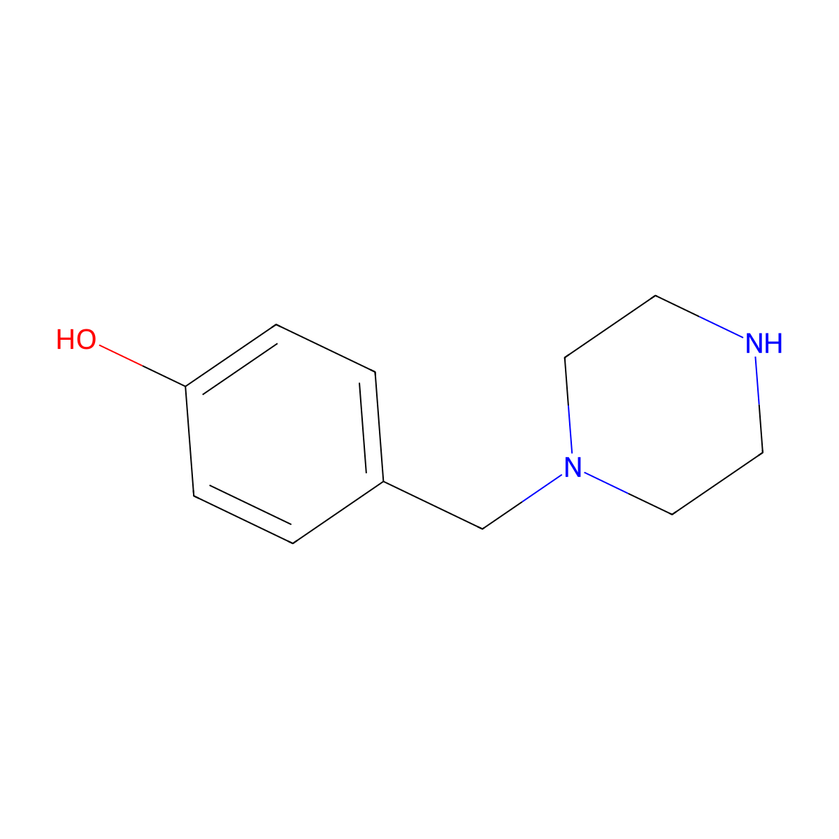 p-Hydroxybenzylpiperazine molecular structure, CAS 75341-33-2
