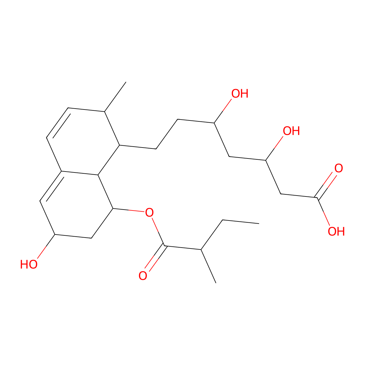 3,5-Dihydroxy-7-(6-hydroxy-2-methyl-8-((2-methylbutanoyl)oxy)-1,2,6,7,8,8a-hexahydronaphthalen-1-yl)heptanoic acid molecular structure, CAS 753414-90-3