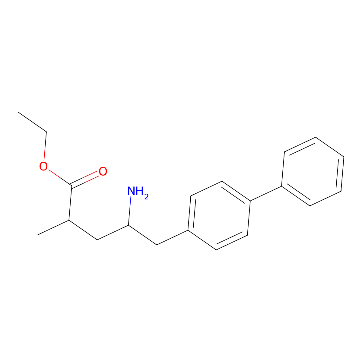 ethyl (2S,4S)-4-amino-2-methyl-5-(4-phenylphenyl)pentanoate molecular structure, CAS 753421-85-1