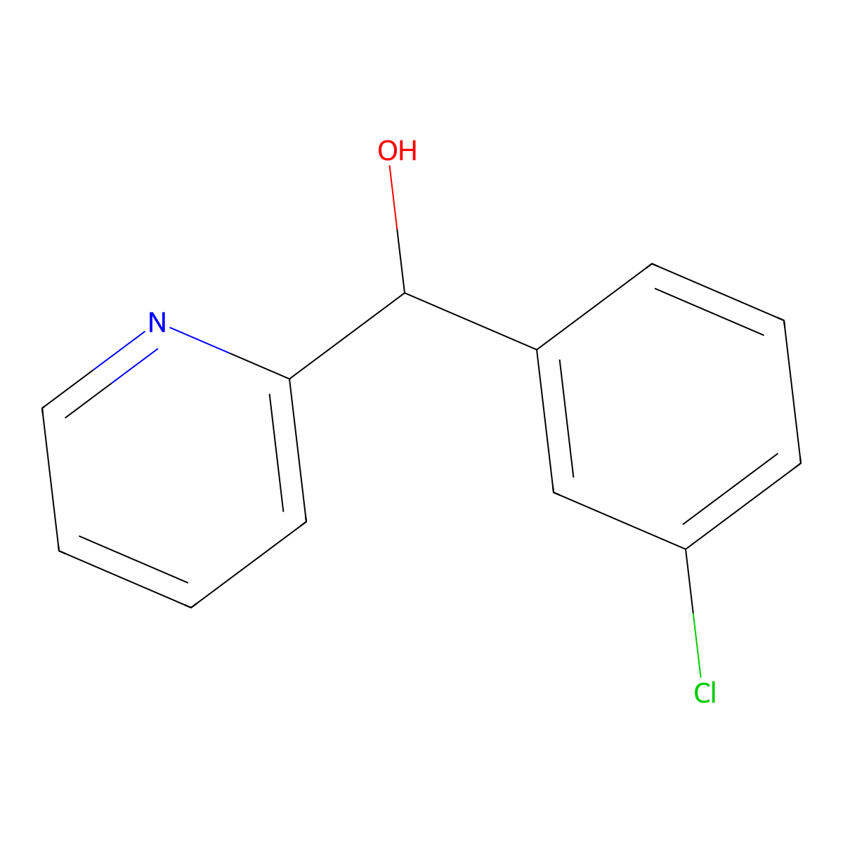3-Chlorophenyl-(2-pyridyl)methanol molecular structure, CAS 75343-75-8