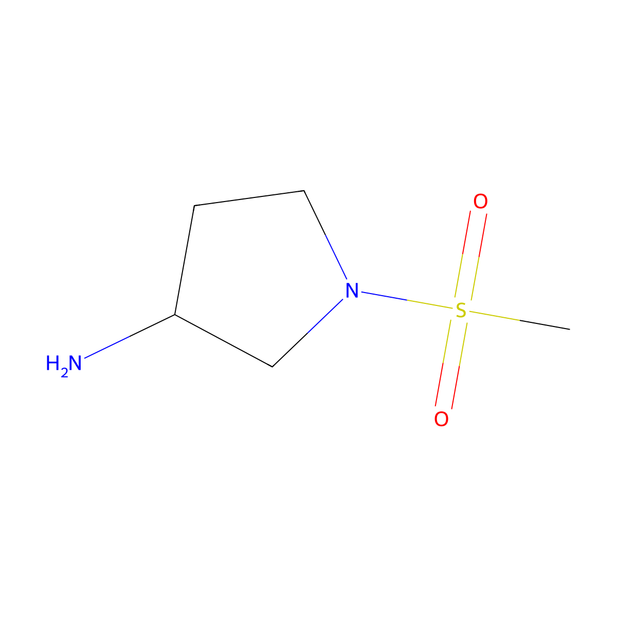 (R)-1-(methylsulfonyl)pyrrolidin-3-amine molecular structure, CAS 753448-51-0