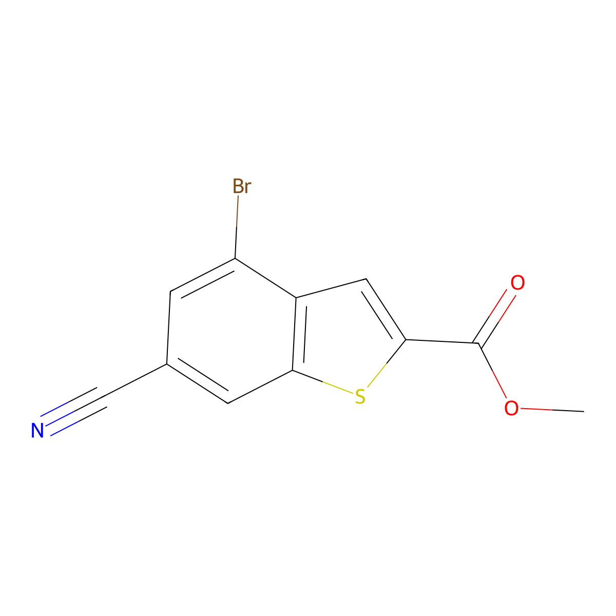 Methyl 4-bromo-6-cyanobenzo[b]thiophene-2-carboxylate molecular structure, CAS 753455-45-7