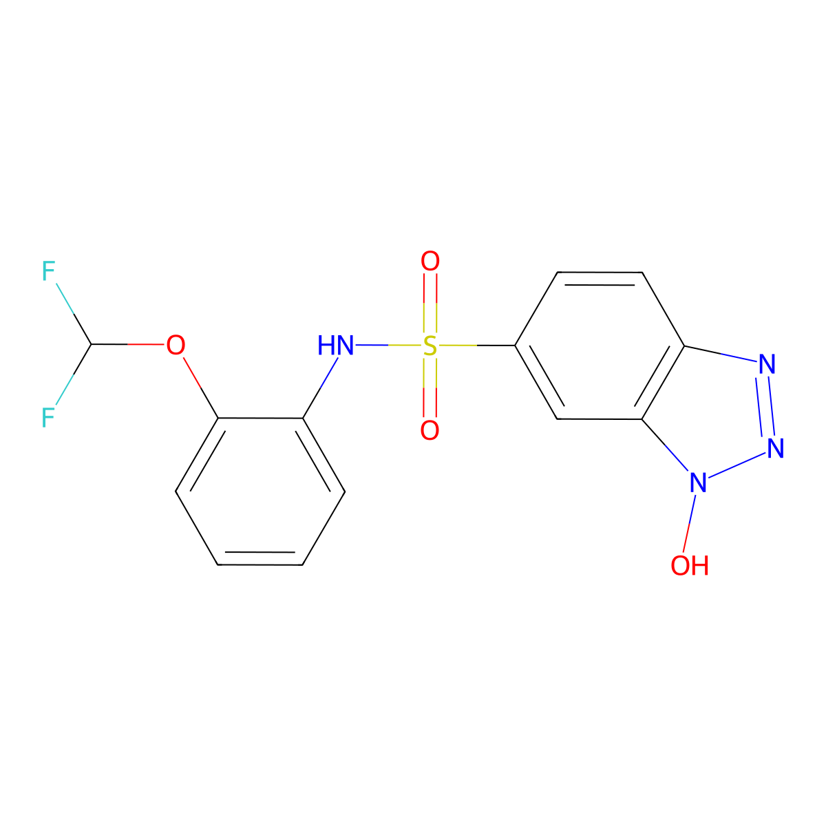 N-[2-(difluoromethoxy)phenyl]-1-hydroxy-1H-1,2,3-benzotriazole-6-sulfonamide molecular structure, CAS 753464-44-7
