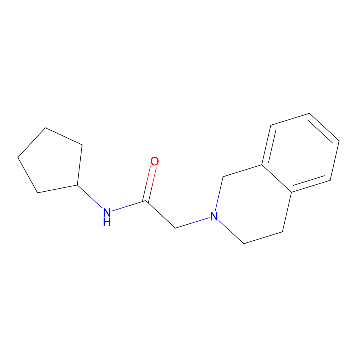N-cyclopentyl-2-(3,4-dihydro-2(1H)-isoquinolinyl)acetamide molecular structure, CAS 753464-49-2