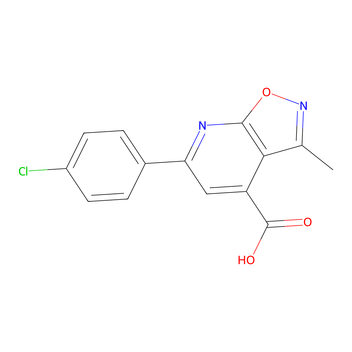 6-(4-Chlorophenyl)-3-methylisoxazolo[5,4-b]pyridine-4-carboxylic acid molecular structure, CAS 753468-45-0