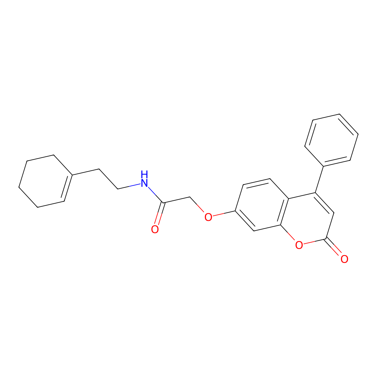 N-(2-(cyclohex-1-en-1-yl)ethyl)-2-((2-oxo-4-phenyl-2H-chromen-7-yl)oxy)acetamide molecular structure, CAS 753473-02-8