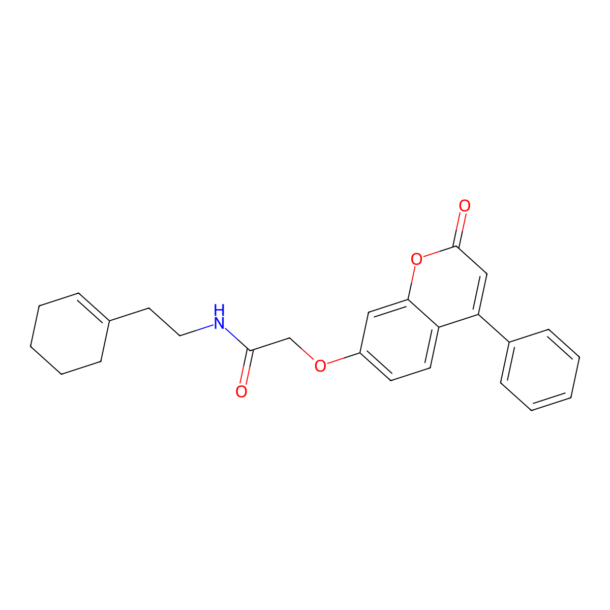 N-(2-(cyclohex-1-en-1-yl)ethyl)-2-((2-oxo-4-phenyl-2H-chromen-7-yl)oxy)acetamide molecular structure, CAS 753473-02-8