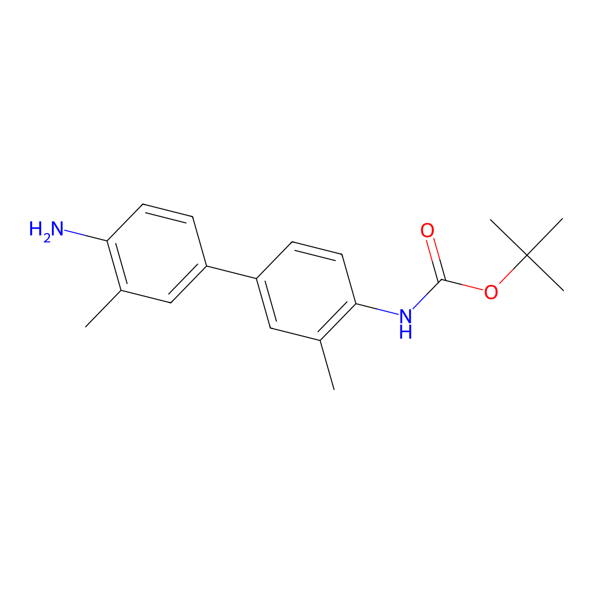 tert-Butyl (4'-amino-3,3'-dimethyl-[1,1'-biphenyl]-4-yl)carbamate molecular structure, CAS 753475-22-8