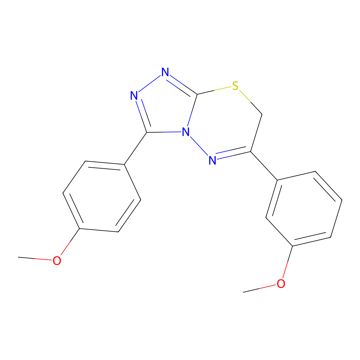 6-(3-methoxyphenyl)-3-(4-methoxyphenyl)-7H-[1,2,4]triazolo[3,4-b][1,3,4]thiadiazine molecular structure, CAS 753475-75-1