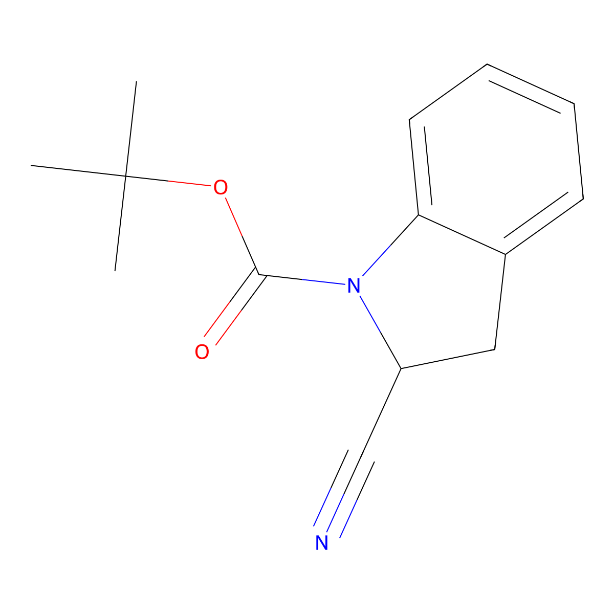 Tert-butyl 2-cyanoindoline-1-carboxylate molecular structure, CAS 753480-67-0
