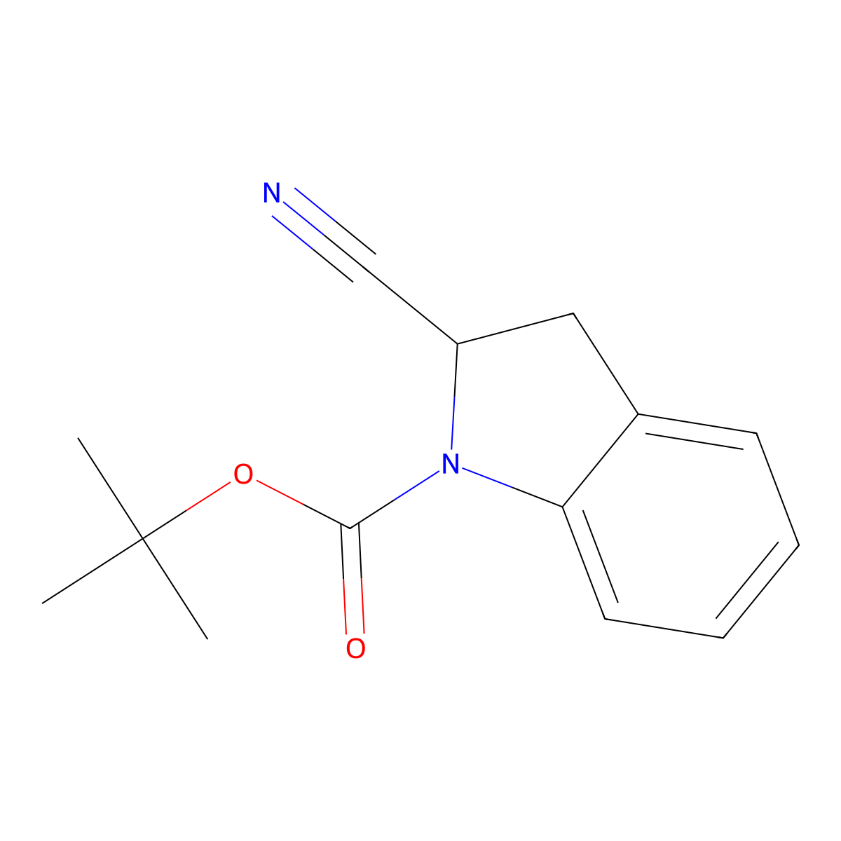 Tert-butyl 2-cyanoindoline-1-carboxylate molecular structure, CAS 753480-67-0
