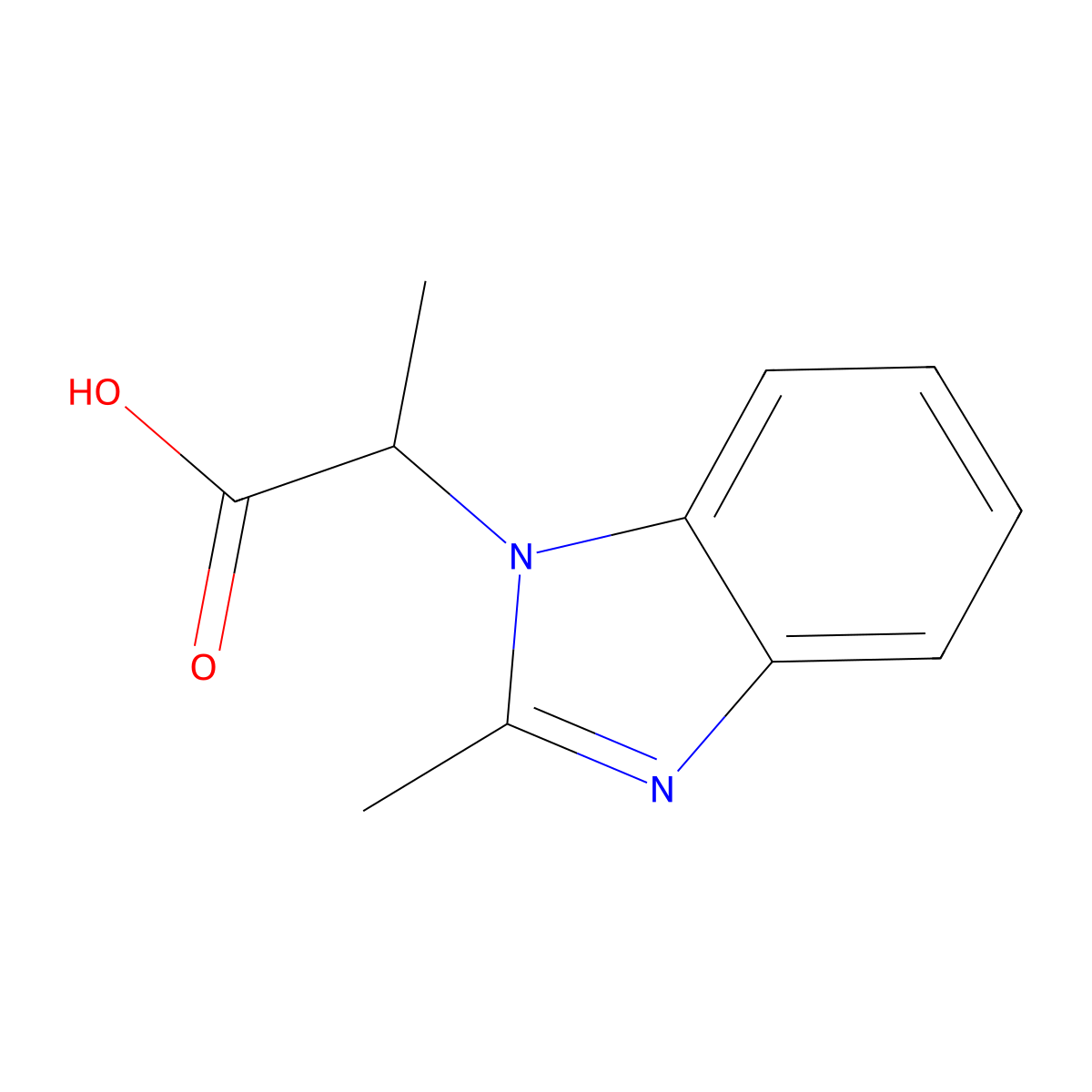2-(2-methyl-1H-benzimidazol-1-yl)propanoic acid molecular structure, CAS 753489-92-8