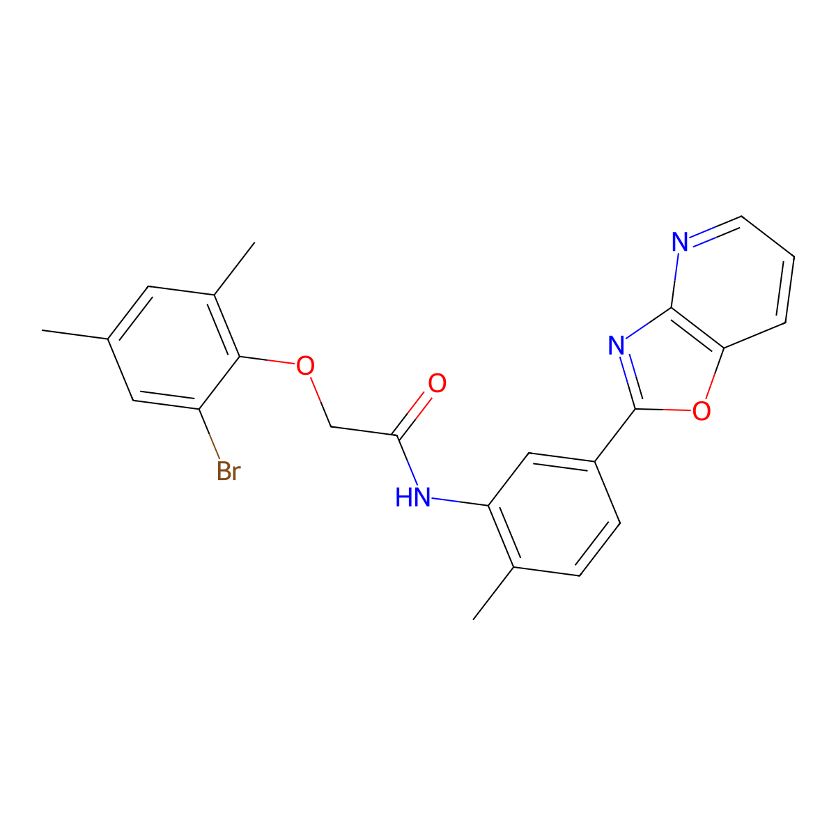 2-(2-bromo-4,6-dimethylphenoxy)-N-[2-methyl-5-([1,3]oxazolo[4,5-b]pyridin-2-yl)phenyl]acetamide molecular structure, CAS 753495-53-3