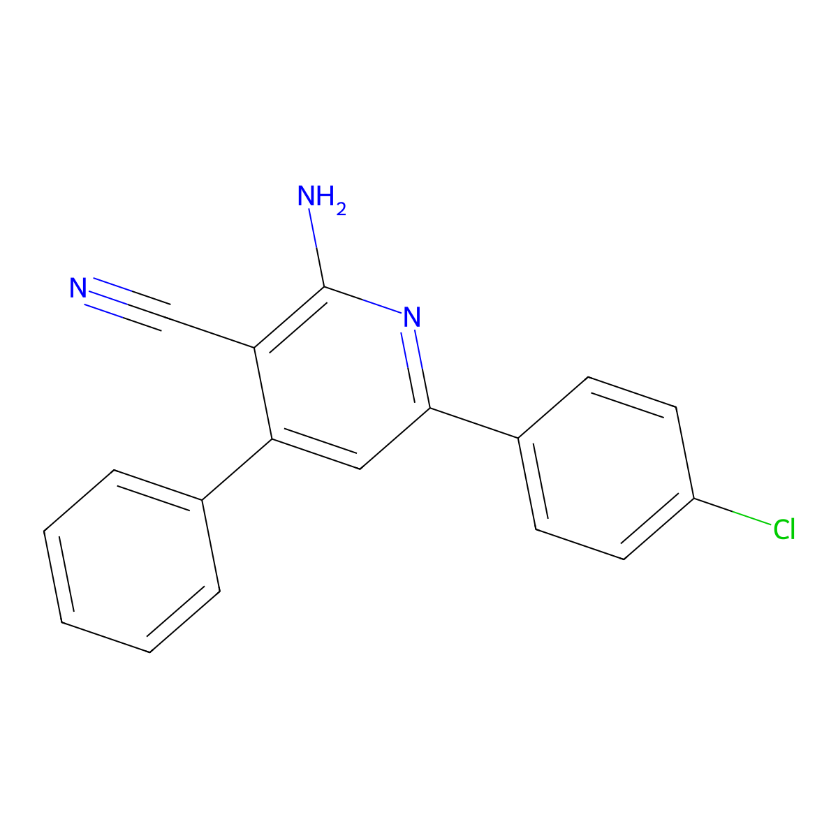 2-Amino-6-(4-chlorophenyl)-4-phenylpyridine-3-carbonitrile molecular structure, CAS 75356-07-9