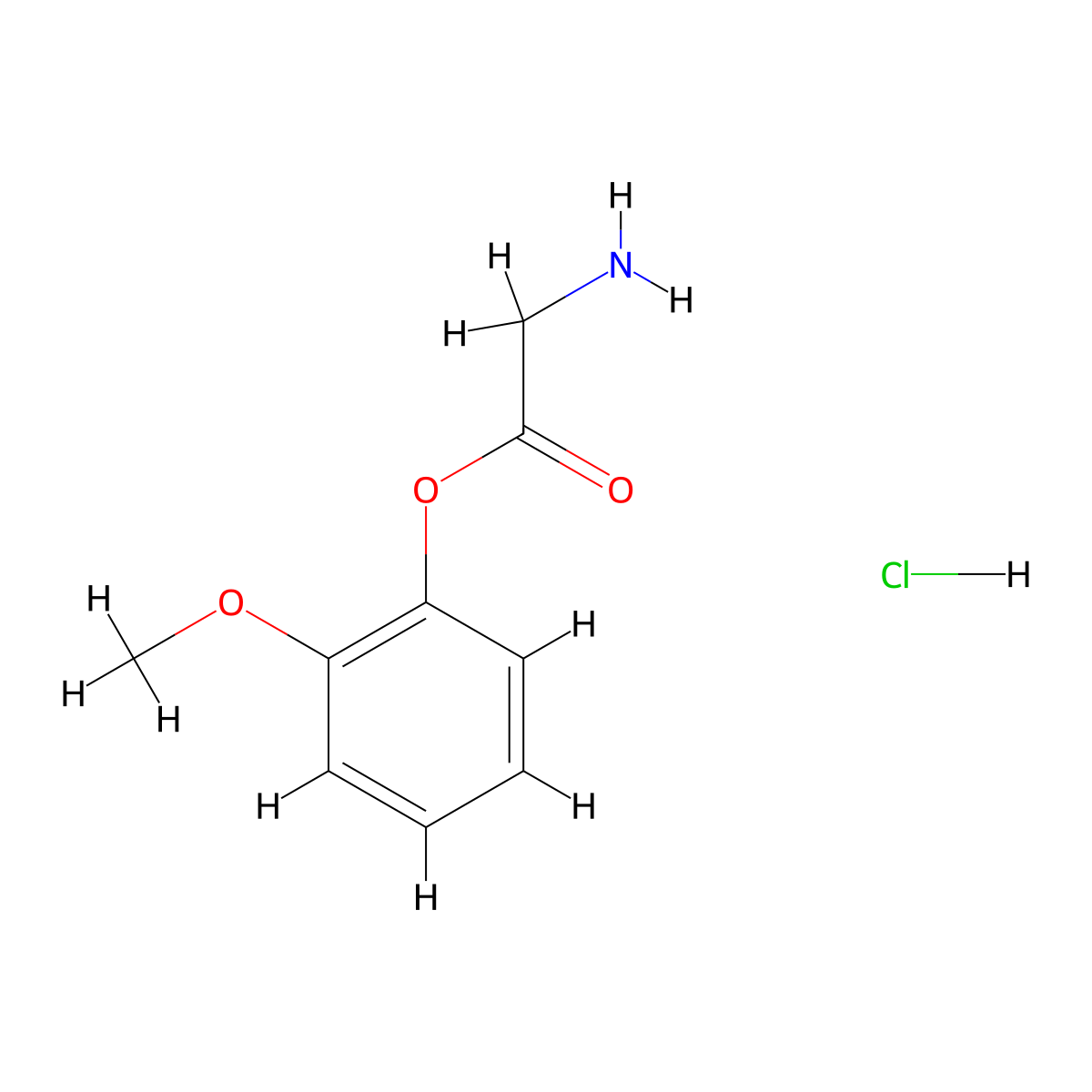2-Methoxyphenyl 2-aminoacetate hydrochloride molecular structure, CAS 75368-99-9