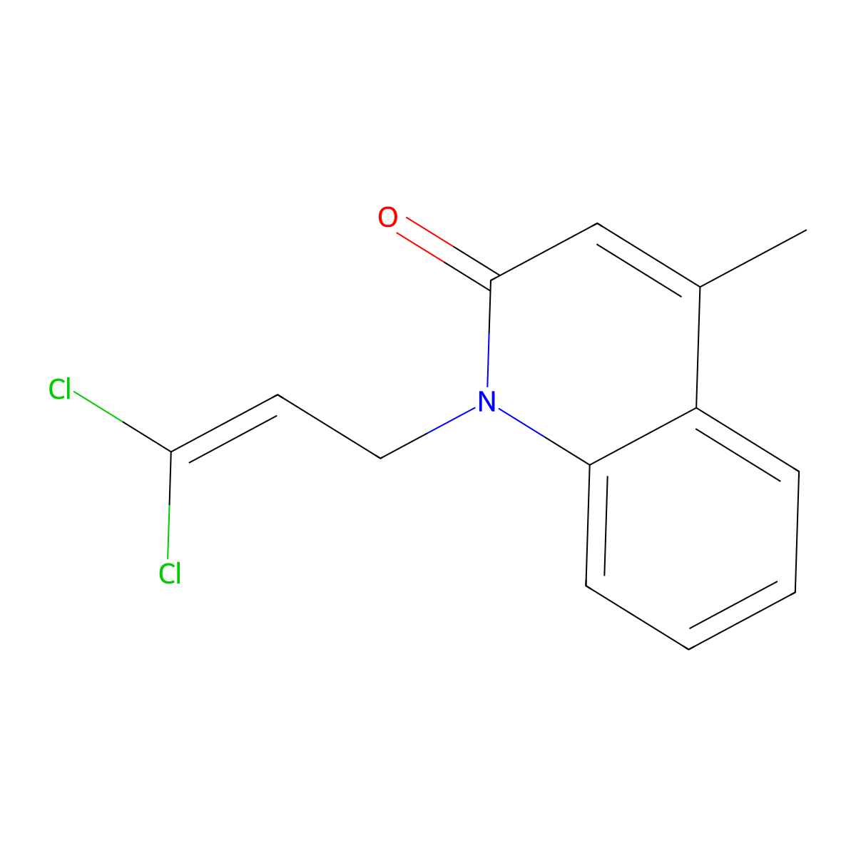 1-(3,3-Dichloroprop-2-enyl)-4-methylquinolin-2-one molecular structure, CAS 75371-20-9