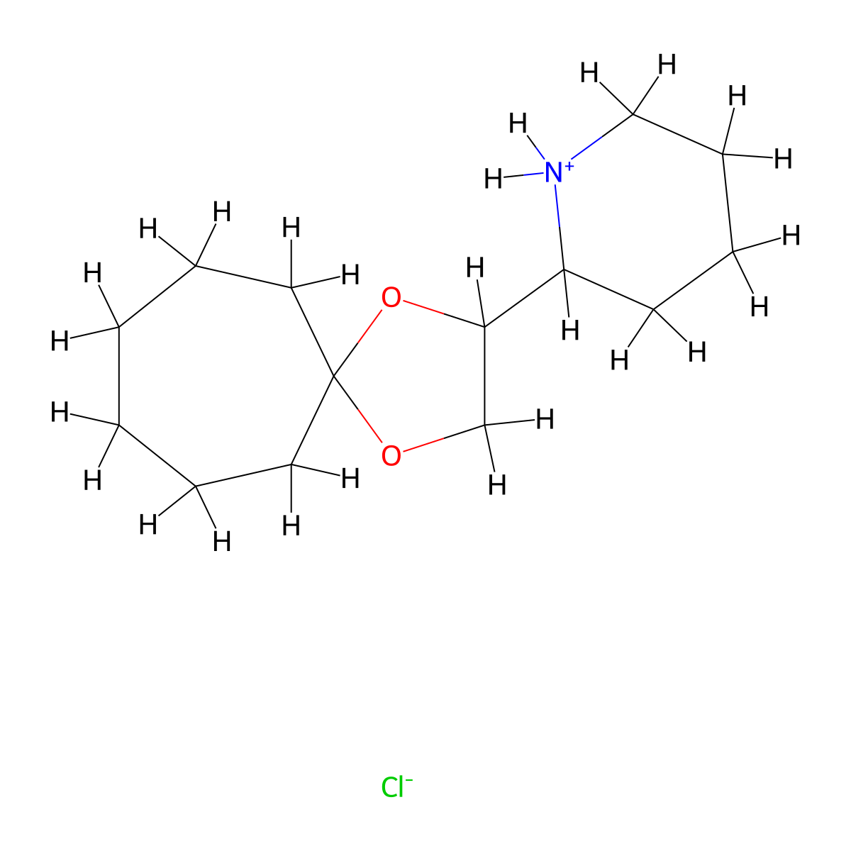 1,4-Dioxaspiro(4.6)undecane, 2-(2-piperidyl)-, hydrochloride molecular structure, CAS 7538-17-2