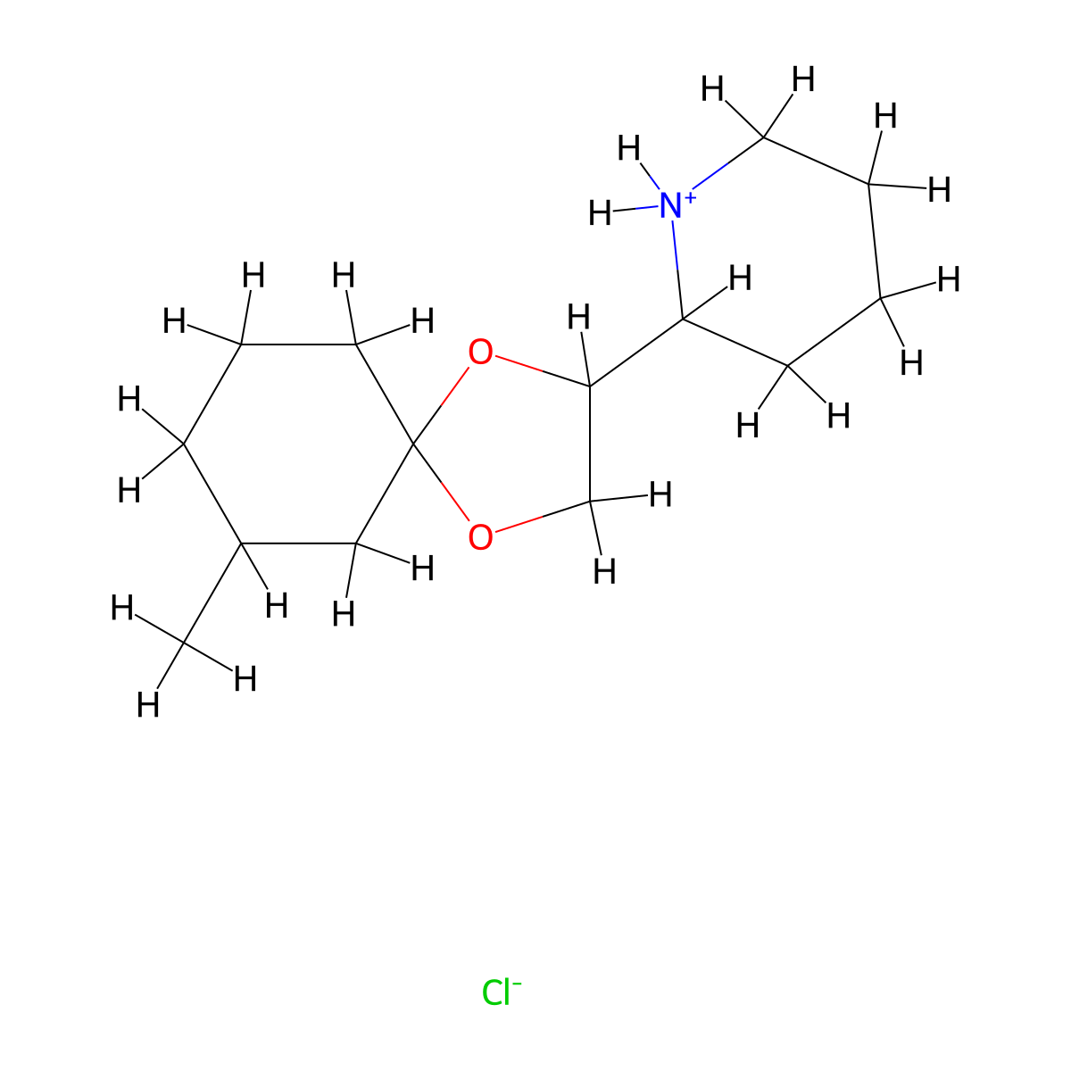 1,4-Dioxaspiro(4.5)decane, 7-methyl-2-(2-piperidyl)-, hydrochloride molecular structure, CAS 7538-27-4