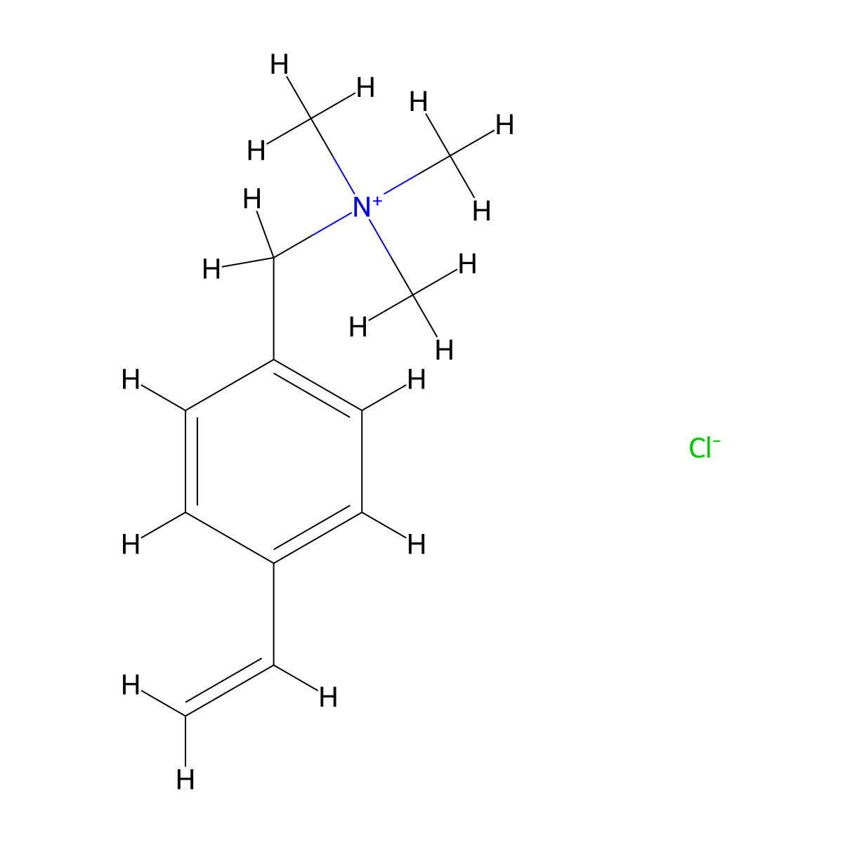 (p-Vinylbenzyl)trimethylammonium chloride molecular structure, CAS 7538-38-7