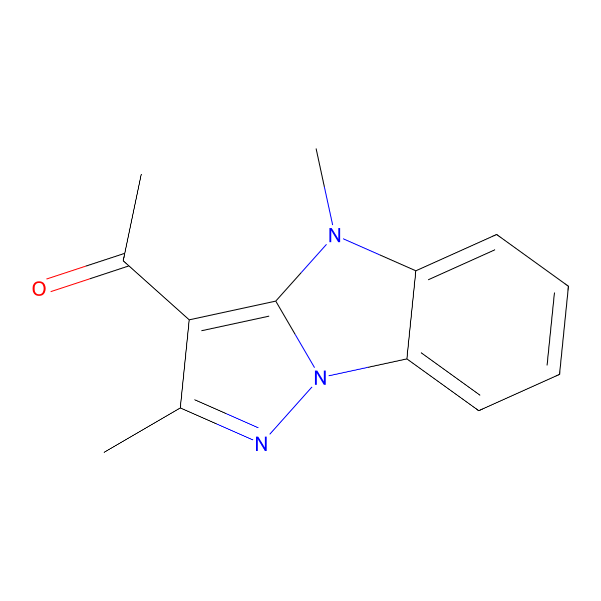 1-(2,4-dimethyl-4H-pyrazolo[1,5-a]benzimidazol-3-yl)ethanone molecular structure, CAS 75380-54-0