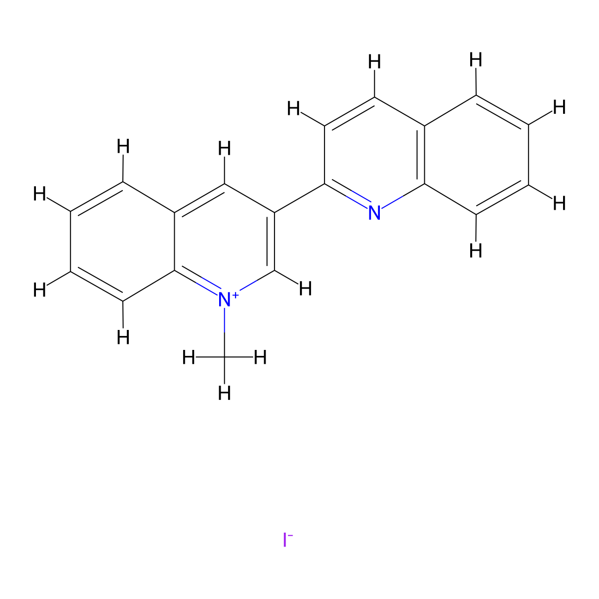 1-Methyl-3-(2-quinolyl)quinolinium iodide molecular structure, CAS 75380-86-8