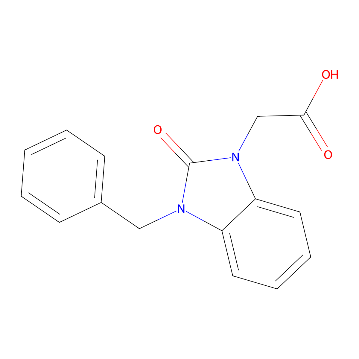 (3-benzyl-2-oxo-2,3-dihydro-1H-benzimidazol-1-yl)acetic acid molecular structure, CAS 75389-70-7