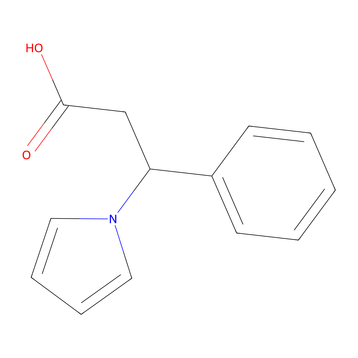 3-phenyl-3-(1H-pyrrol-1-yl)propanoic acid molecular structure, CAS 75391-17-2