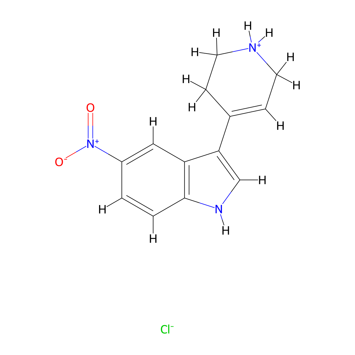 5-Nitro-3-(1,2,3,6-tetrahydropyridin-4-yl)-1H-indole--hydrogen chloride (1/1) molecular structure, CAS 75392-23-3