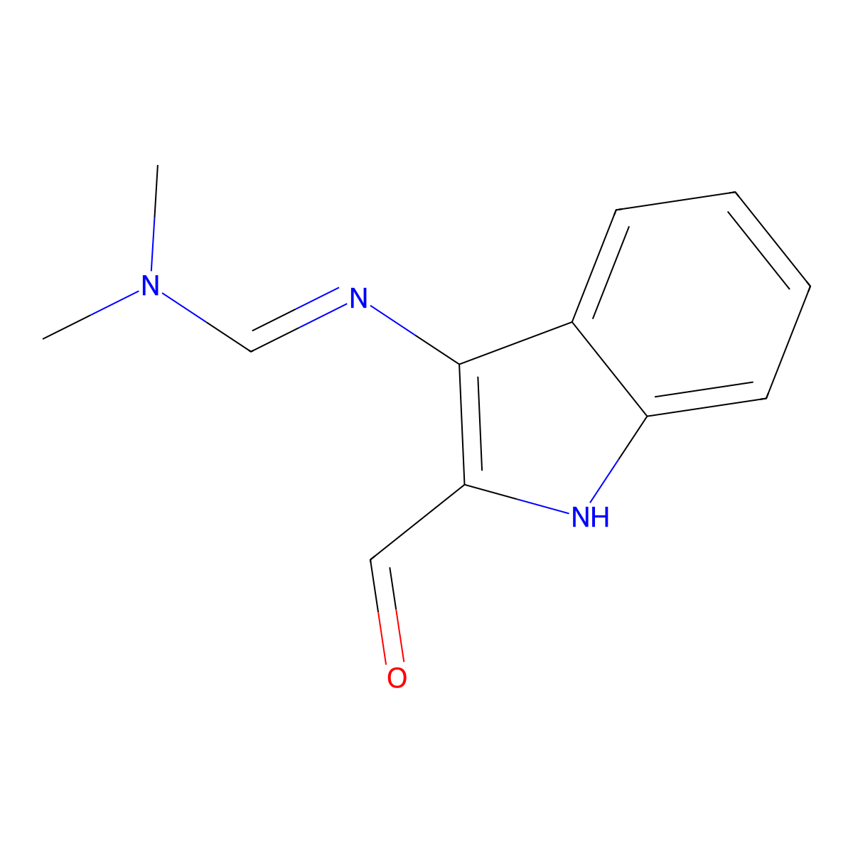 N'-(2-formyl-1H-indol-3-yl)-N,N-dimethylimidoformamide molecular structure, CAS 75394-78-4
