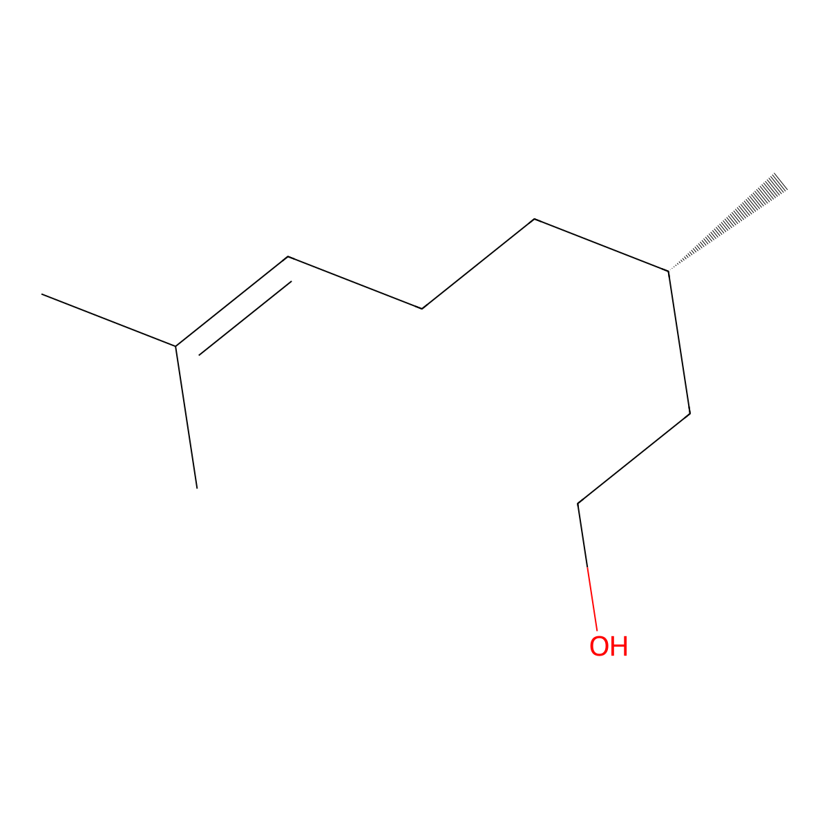 Beta-citronellol, (S)- molecular structure, CAS 7540-51-4