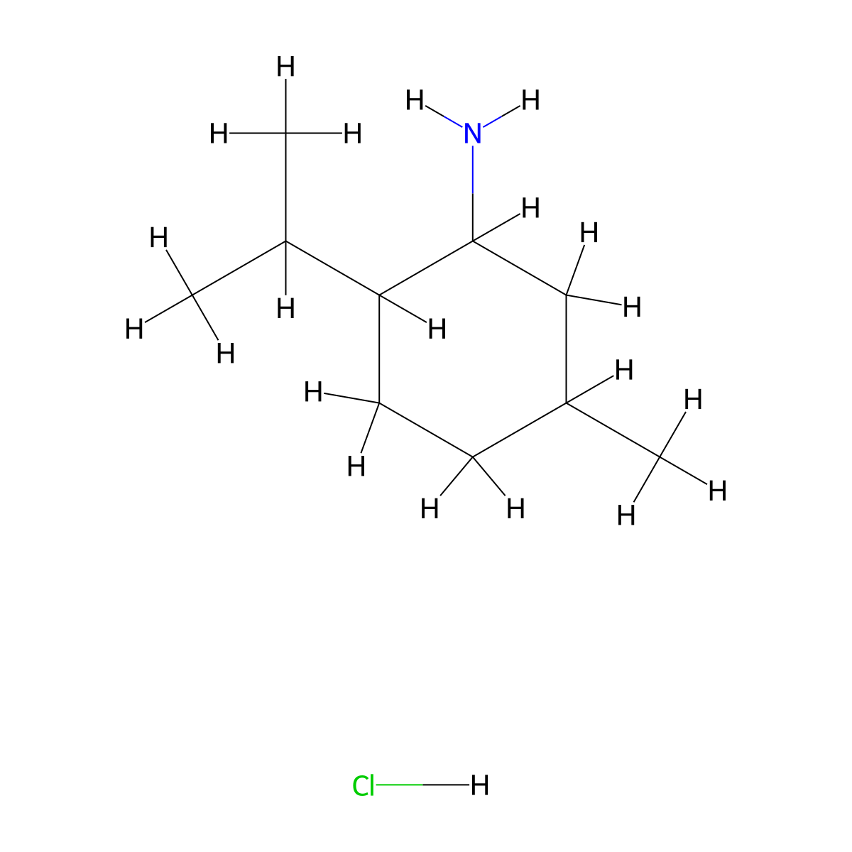 5-Methyl-2-propan-2-ylcyclohexan-1-amine;hydrochloride molecular structure, CAS 75410-33-2