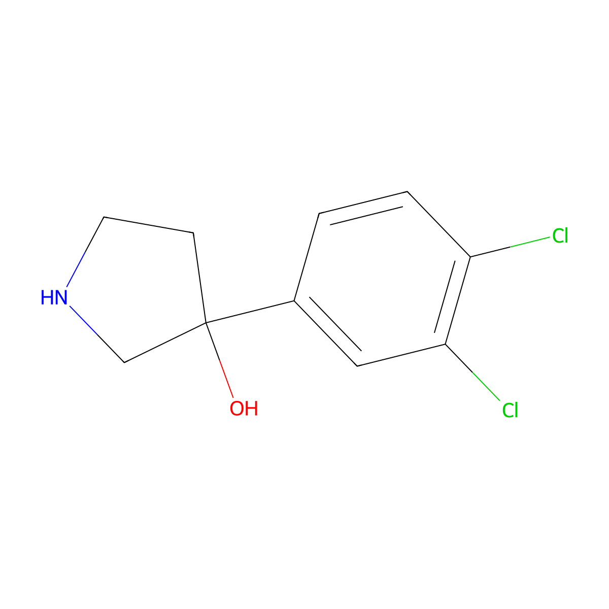 3-(3,4-Dichlorophenyl)pyrrolidin-3-ol molecular structure, CAS 754133-38-5