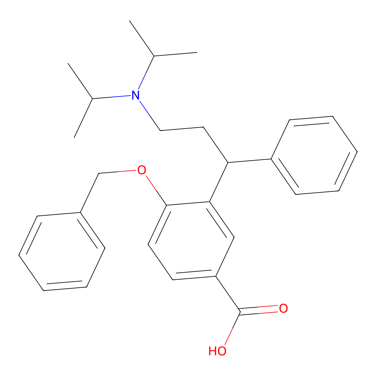 3-[(1R)-3-[Bis(1-methylethyl)amino]-1-phenylpropyl]-4-(phenylmethoxy)benzoic acid molecular structure, CAS 754159-68-7