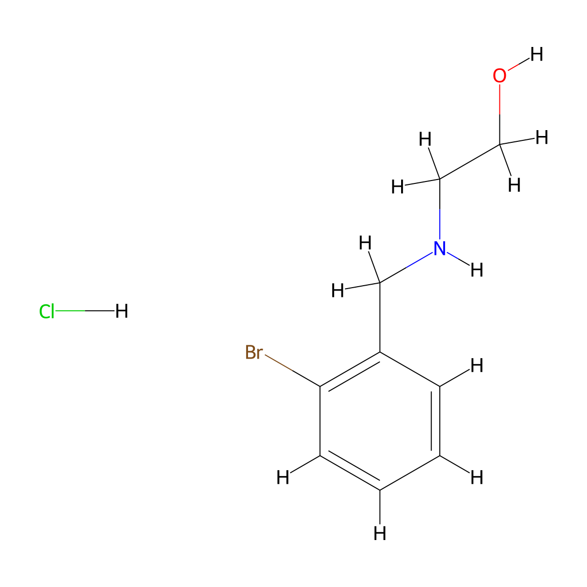 2-{[(2-Bromophenyl)methyl]amino}ethan-1-ol hydrochloride molecular structure, CAS 75416-47-6
