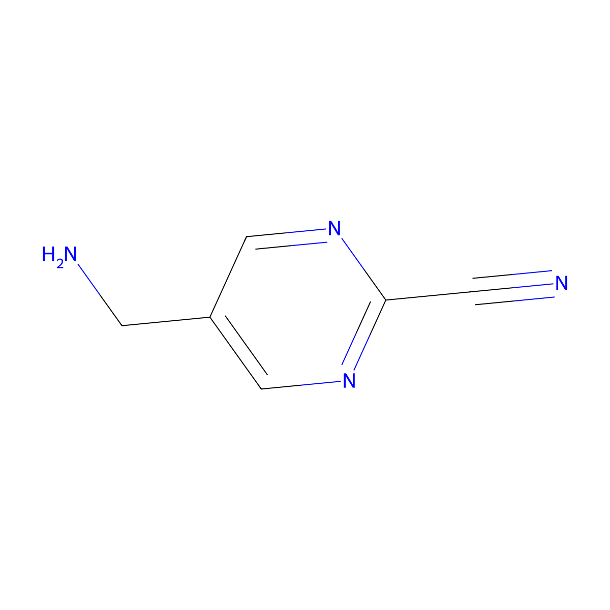5-(Aminomethyl)pyrimidine-2-carbonitrile molecular structure, CAS 754165-23-6