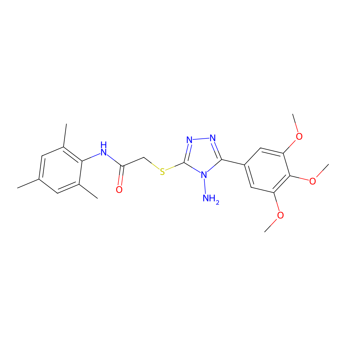 2-[4-amino-5-(3,4,5-trimethoxyphenyl)(1,2,4-triazol-3-ylthio)]-N-(2,4,6-trimet hylphenyl)acetamide molecular structure, CAS 754192-67-1