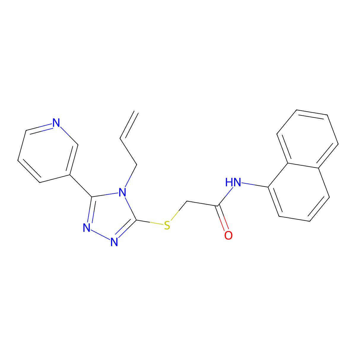 N-(naphthalen-1-yl)-2-{[4-(prop-2-en-1-yl)-5-(pyridin-3-yl)-4H-1,2,4-triazol-3-yl]sulfanyl}acetamide molecular structure, CAS 754196-41-3