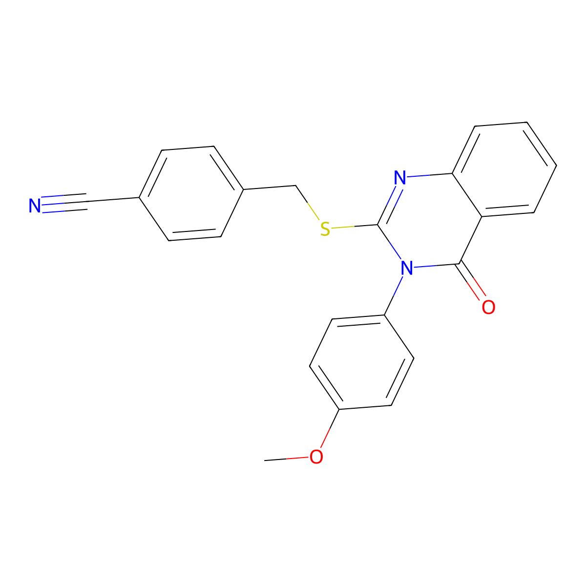 4-(((3-(4-Methoxyphenyl)-4-oxo-3,4-dihydro-2-quinazolinyl)thio)ME)benzonitrile molecular structure, CAS 754196-68-4