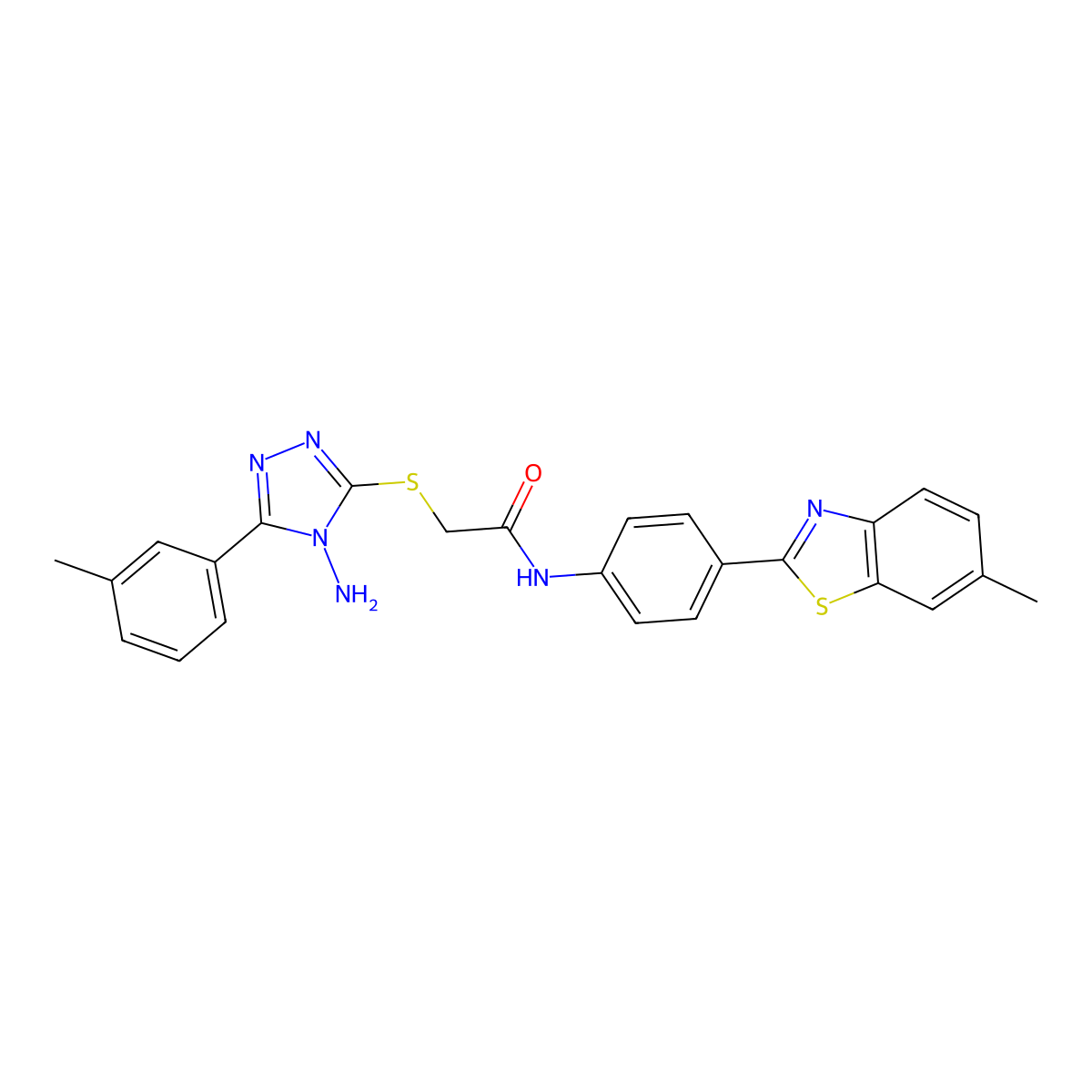 2-{[4-amino-5-(3-methylphenyl)-4H-1,2,4-triazol-3-yl]sulfanyl}-N-[4-(6-methyl-1,3-benzothiazol-2-yl)phenyl]acetamide molecular structure, CAS 754212-86-7