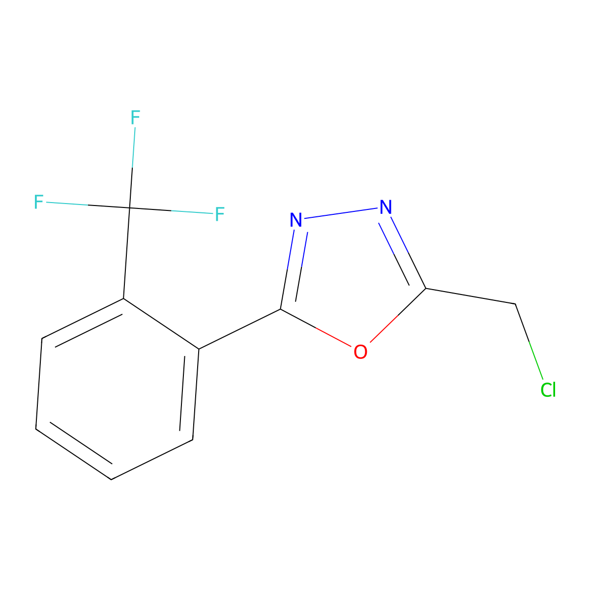 2-(Chloromethyl)-5-[2-(trifluoromethyl)phenyl]-1,3,4-oxadiazole molecular structure, CAS 754214-35-2