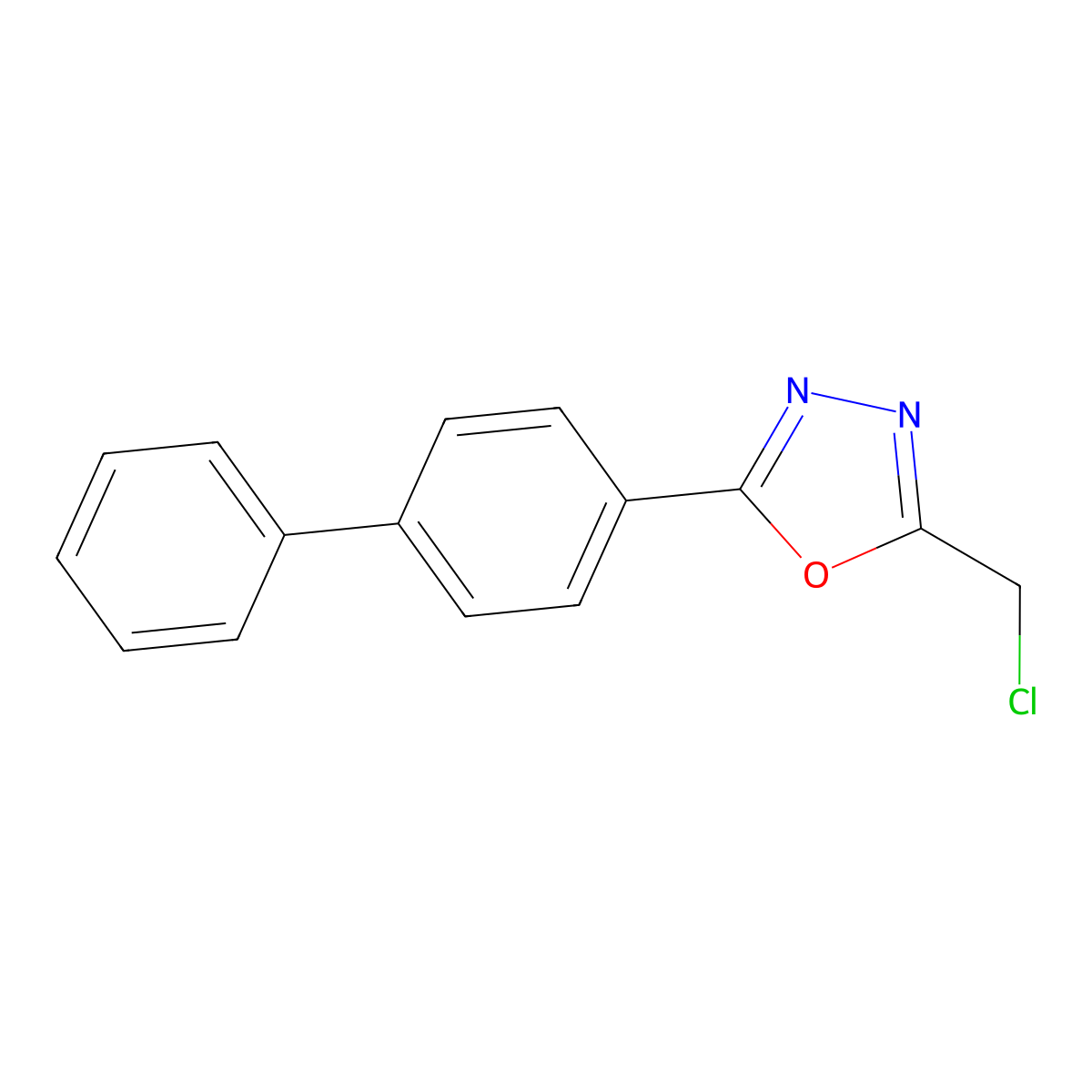2-{[1,1'-Biphenyl]-4-yl}-5-(chloromethyl)-1,3,4-oxadiazole molecular structure, CAS 754214-37-4