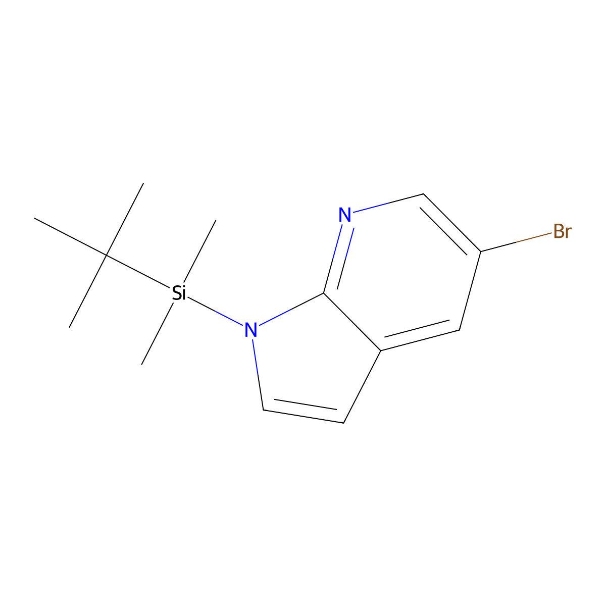 1H-Pyrrolo[2,3-B]pyridine, 5-bromo-1-[(1,1-dimethylethyl)dimethylsilyl]- molecular structure, CAS 754214-54-5