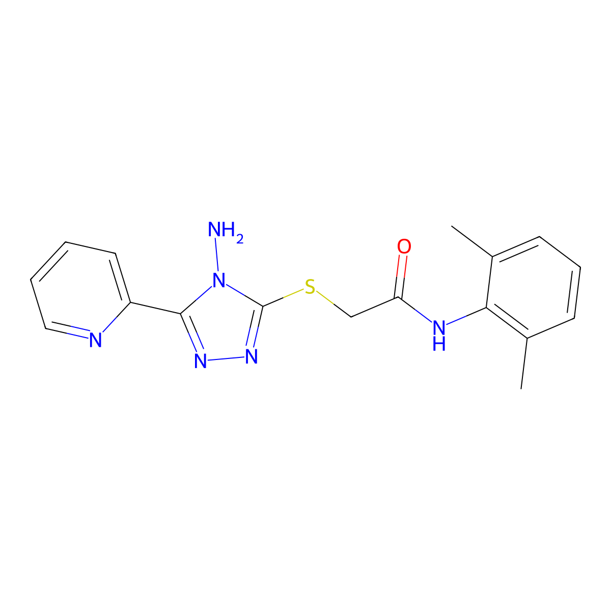 2-(4-amino-5-(2-pyridyl)(1,2,4-triazol-3-ylthio))-N-(2,6-dimethylphenyl)acetam ide molecular structure, CAS 754217-30-6