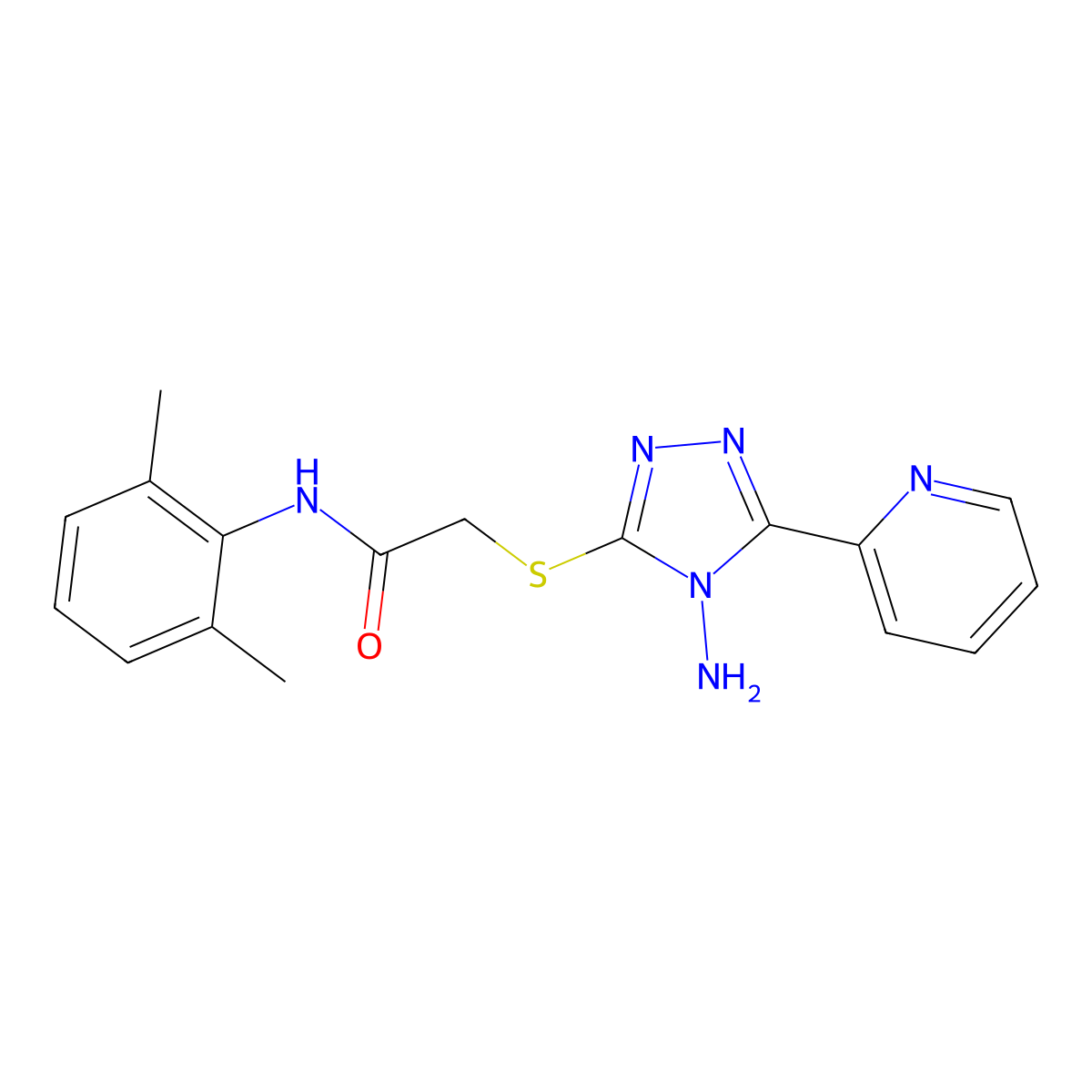 2-(4-amino-5-(2-pyridyl)(1,2,4-triazol-3-ylthio))-N-(2,6-dimethylphenyl)acetam ide molecular structure, CAS 754217-30-6