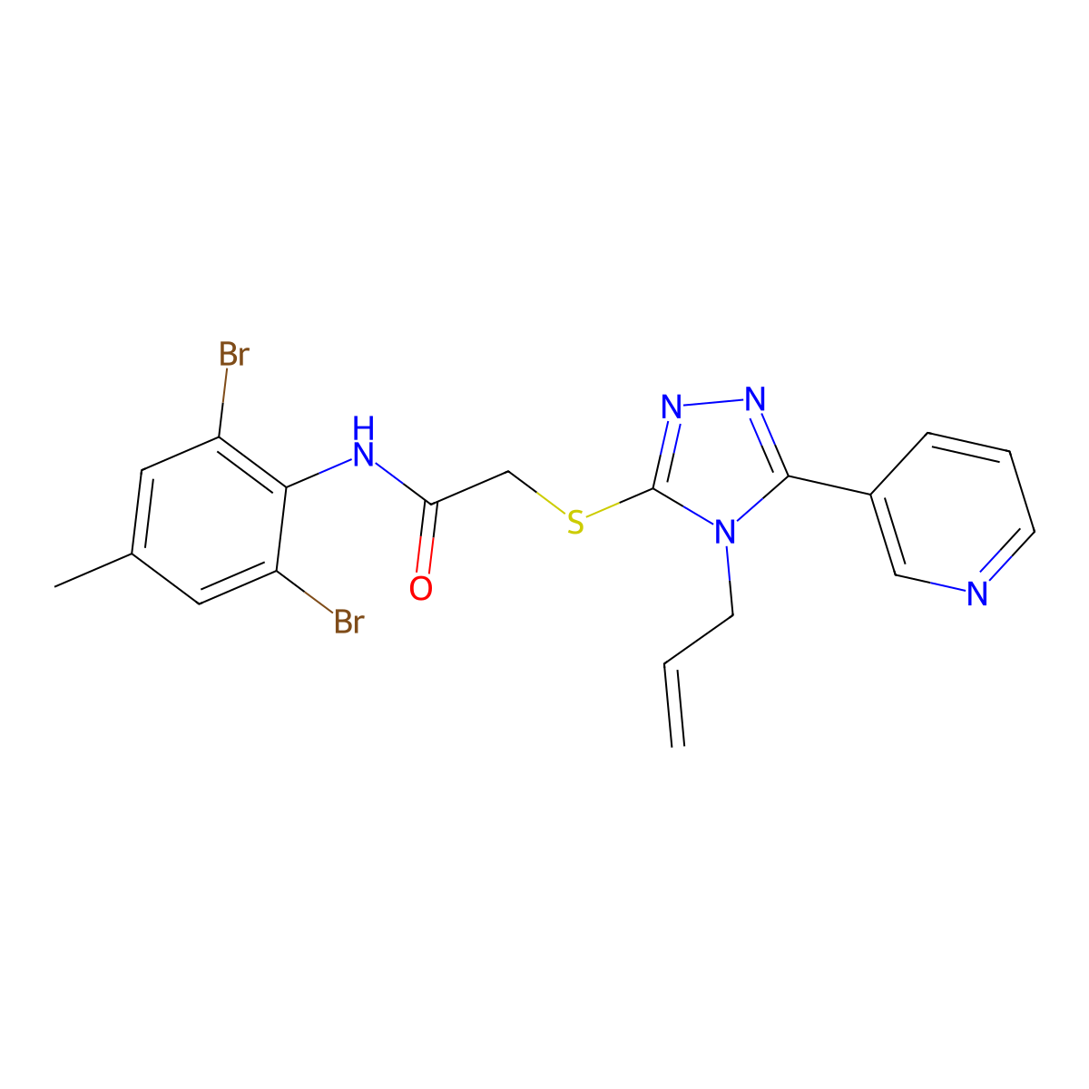 N-(2,6-dibromo-4-methylphenyl)-2-{[4-(prop-2-en-1-yl)-5-(pyridin-3-yl)-4H-1,2,4-triazol-3-yl]sulfanyl}acetamide molecular structure, CAS 754227-82-2
